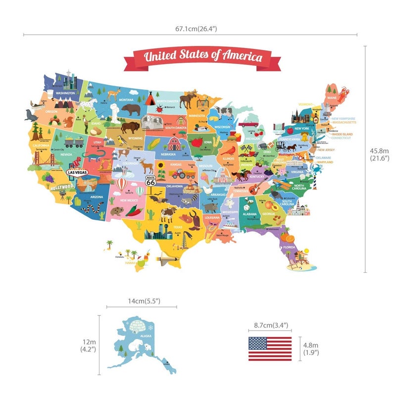 DECOWALL SG2-1906 USA Kids Wall Stickers Wall Decals Peel and Stick Removable Wall Stickers for Kids Nursery Bedroom Living Room dÃ©cor - Image 3